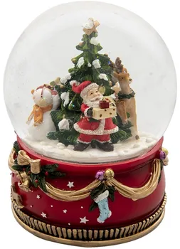 Vánoční dekorace Clayre & Eef 6PR4740 sněžítko se Santou a sněhulákem 20 cm