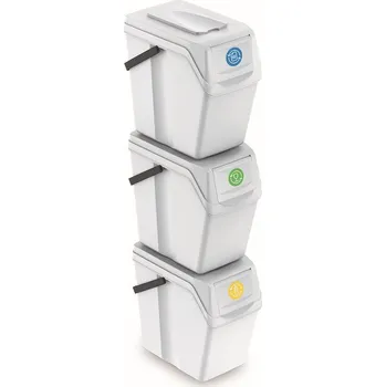 Odpadkový koš Prosperplast Sortibox II 3 x 25 l koš na tříděný odpad bílý