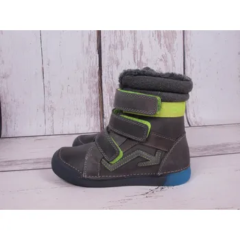 Chlapecká zimní obuv D.D.step Zimní boty D.D. step kožené W068-200B šedé s limetkovou velikost: 27