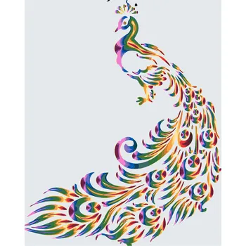 Malování podle čísel - Barevný páv 2 Velikost: 40x50cm, Rámování: Pouze srolované plátno