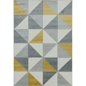 Koberec Makro Abra Moderní kusový koberec Sketch SK06 Geometrický vzor šedý žlutý Rozměr: 200x290 cm