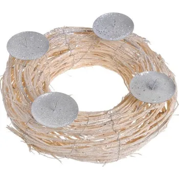 Vánoční dekorace Adventní věnec na 4 svíčky ø 30cm - proutí zlatý třpyt