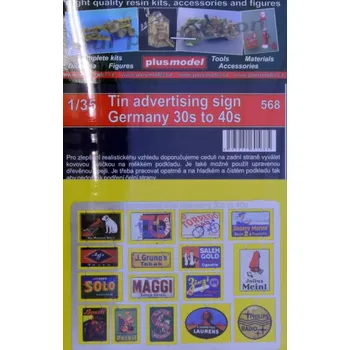Plastikový model Plusmodel 1/35 Tin advertising sign, Germany 30s-40s
