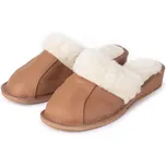 Vlnka Dámské kožené papuče na klínku s…