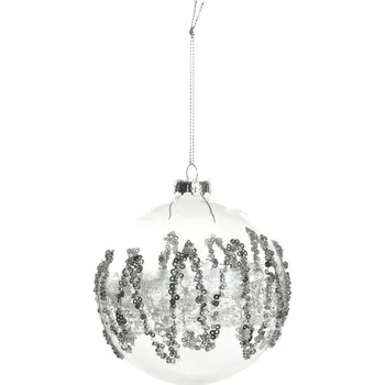Vánoční dekorace baňka skleněná stříbrná 8cm 8886168 UNIPAP