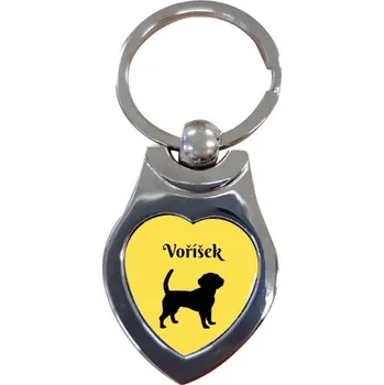 Přívěsek na klíče srdce s potiskem Voříšek
