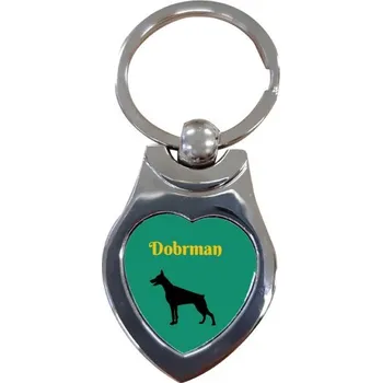 Přívěsek na klíče srdce s potiskem Dobrman jako doplněk