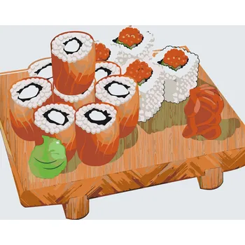 Malování podle čísel - Sushi Velikost: 40x50cm, Rámování: Pouze srolované plátno
