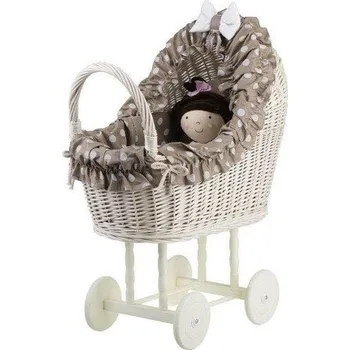 Kočárek pro panenku Proutěný kočárek pro panenku JULIE BĚLENÝ I.