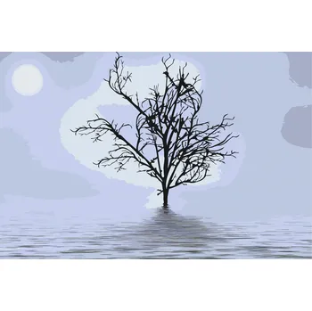 Malování podle čísel - Strom v mlze Velikost: 40x60cm, Rámování: Pouze srolované plátno