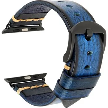 Ostatní příslušenství k chytrým hodinkám eses Kožený vintage řemínek pro Apple Watch - Modrý 38mm, 40mm, 41mm