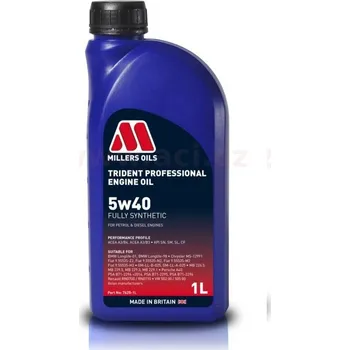 Auto-moto MILLERS OILS TRIDENT PROFESSIONAL 5W40, PLNĚ SYNTETICKÝ,1L