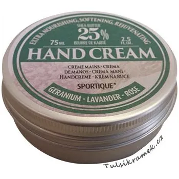 Péče o ruce Sportique KRÉM NA RUCE A NEHTY S 25% BAMB.MÁSLA - GERANIUM, LEVANDULE, RŮŽE 75 ml