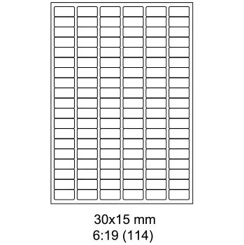 Samolepící etiketa Print etikety Emy 30x15 mm, 114ks/arch, 100 archů, samolepící
