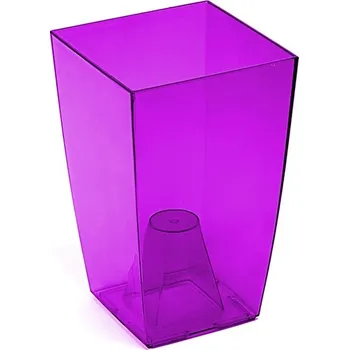 Obal na květináč Lamela Květináč,obal na orchidej FINEZIA, 125x125mm, transparentní fialová