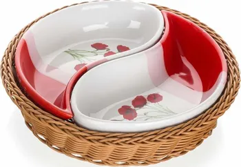 Banquet Red Poppy 2-dílná servírovací misky v košíku 20,5 cm červená