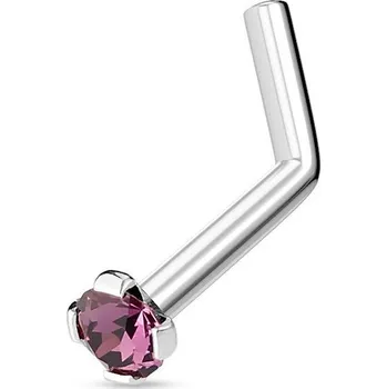 Piercing Zahnutý piercing do nosu 2mm zirkon (fialový)