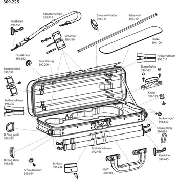 Smyčcový nástroj GEWA Made in Germany Pouzdro pro housle Liuteria ConcertoHranatý kroužek 25 mm 873