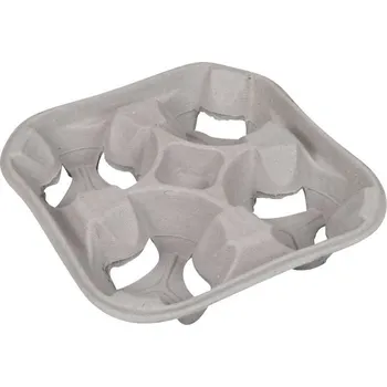 Jednorázové nádobí Podnos papírový na 4 kelímky 21 x 21 cm (30 ks)