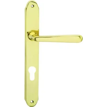 Dveřní kování Cobra Alt-Wien Kování dveřní 90mm, klika+knoflík, levá, otvor pro FAB, leštěný mosaz