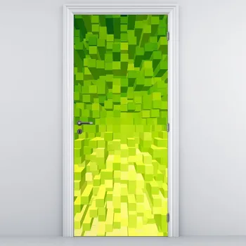 Fototapeta LuxusniObrazy.cz Fototapeta na dveře - Žlutozelené kostičky