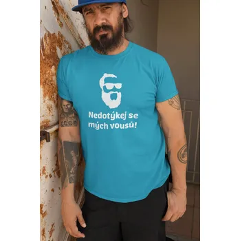 Pánská móda Pánské tričko Vousy Barva: Tyrkysová, Velikost: XS
