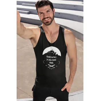 Pánské tílko Pánské tílko Chodit na hory Barva: Černá, Velikost: S