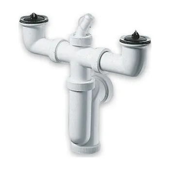 Sifon Sifon dvoudřezový s výpustí a přípojkou T-724 nerezové mřížky, odpad 50/40mm