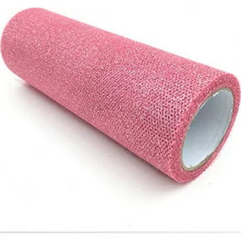 Organza šíře 15 cm, starorůžová se třpytkami, cena za 1bm