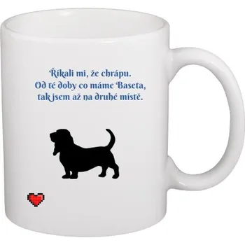 Hrnek malý bílý s potiskem Baset láska