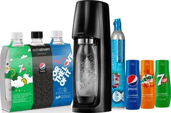 Výrobník sody SodaStream Spirit Black Mix Pack + 3 lahve + 3 příchutě 