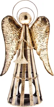 Vánoční svícen Decorium Anděl Patin s trubkou zlatý 35 cm