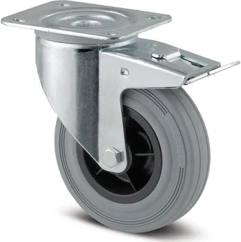 Pojezdové kolečko Alpha TENTE Kolečko pro lehká transportní zařízení 80mm, s brzdou, plotýnka, 3377PIR080P62