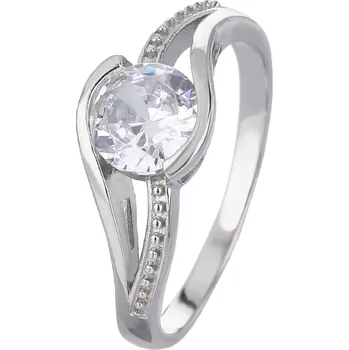 Prsten Bealio BEALIO Stříbrný prsten SOLITÉR bílý VLNKY Velikost prstenu: 62 03-10263-0916