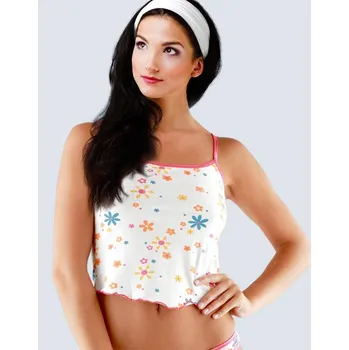 Gina Výhodné balení 5 kusů - Košilka úzká ramínka tisk 18016P Barva/Velikost: bílá, oranžová / M/L