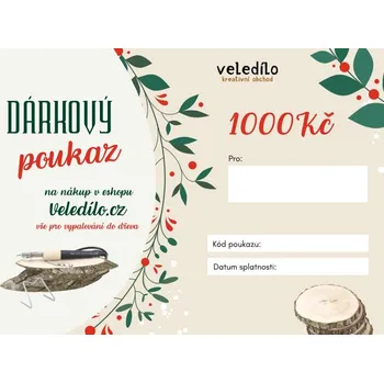kreativní sada Veledílo - Dárkový poukaz VELEDÍLO v hodnotě 1.000,- Kč Provedení: Vytištěný poukaz (obdržet poštou)
