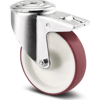 Příslušenství k zahradní technice Alpha TENTE Kolečko pro transportní zařízení 100mm, s brzdou, otvor pro čep, 3477UAR100P30-13 červené