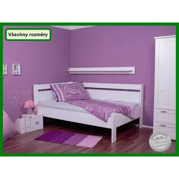 Postel Jednolůžko Tina - rohová Šířka: 120x200, Moření: Bílá transparent, Provedení: Levá strana