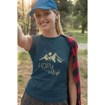 Dámské tričko Hory volají Barva: Petrolejová modrá, Velikost: L