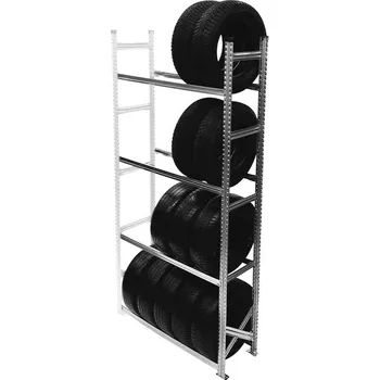 Uskladnění pneumatiky Wexta Regál na pneumatiky bez ráfku, 2500x1200x400 mm, 4 police, přídavný