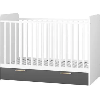 Dětská postel Dětská Postýlka Se Zásuvkou Picolo 14 Bílý/Šedá