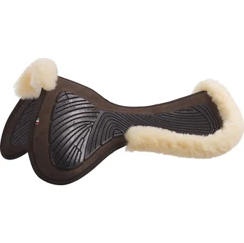 Vybavení pro koně ACAVALLO Dečka tlumící Close Contact Twin Sided Gel Half Sheepskin Edge ACAVALLO, hnědá 1, Provedení: s přírodním beránkem