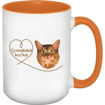 Hrnek velký barevný s potiskem Somálská kočka