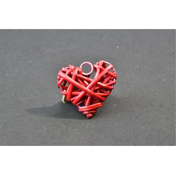 Vánoční dekorace Vingo Proutěné srdíčko červené 5 ks - 5x5cm