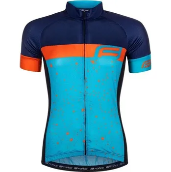 cyklistický dres Force dres SPRAY LADY krátký rukáv (modrá/oranžová)