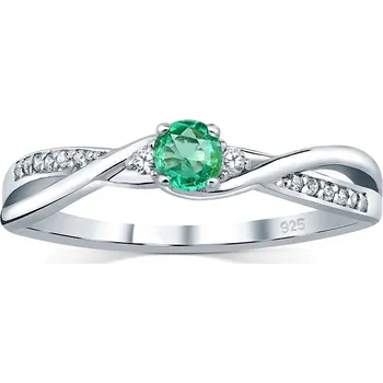 Prsten Silvego Stříbrný prsten s pravým Smaragdem a Brilliance Zirconia Velikost prstenu: obvod 56 mm (průměr 17,8 mm)
