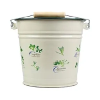 Hrnec Krémový smaltovaný kyblík s bylinkami Herbs - Ø24*23cm - 6L