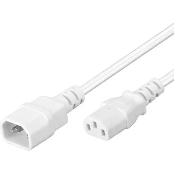 Kabel PremiumCord Prodlužovací kabel síť 230V, C13-C14, bílý 1m, kps1w