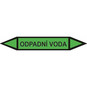 Oboustranná šipka - Odpadní voda Samolepka PVC 3: 672 x 105 mm