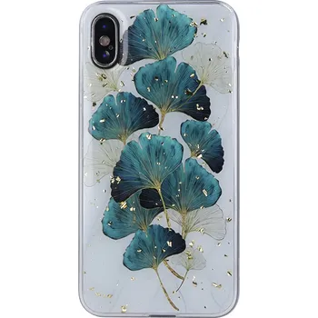 Pouzdro na mobilní telefon Kryt Samsung Galaxy A12 Silicone Gold Glam leaves